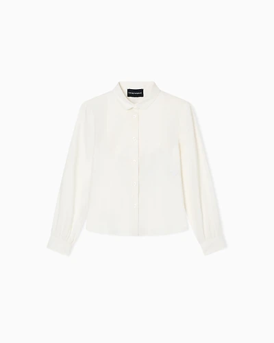 Emporio Armani - ASV organic poplin shirt with plastron, Girl, White, Size: