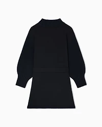 Emporio Armani - Double jersey dress with knit sleeves, Girl, Navy Blue, Size: