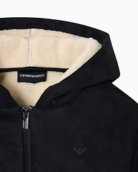 Emporio Armani - Suede-effect hooded blouson with zip , Boy, Navy Blue, Size: