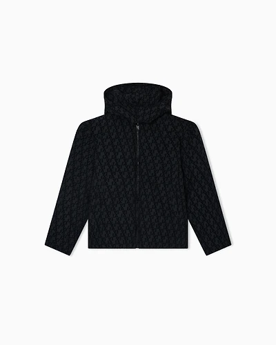 Emporio Armani - ASV padded jacket with all-over flocked lettering, Boy, Navy Blue, Size: