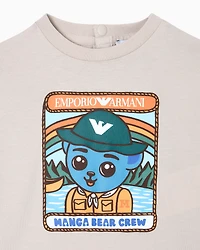 Emporio Armani - ASV jersey T-shirt with Manga Bear Crew print, Boy, Beige, Size: