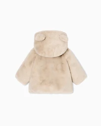 Emporio Armani - Faux-fur hooded jacket, Girl, Beige, Size: