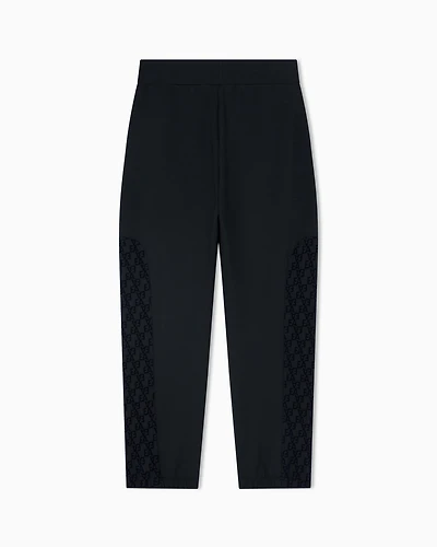 Emporio Armani - Interlock jersey loose-fit joggers with a flocked EA logo, Boy, Navy Blue, Size: