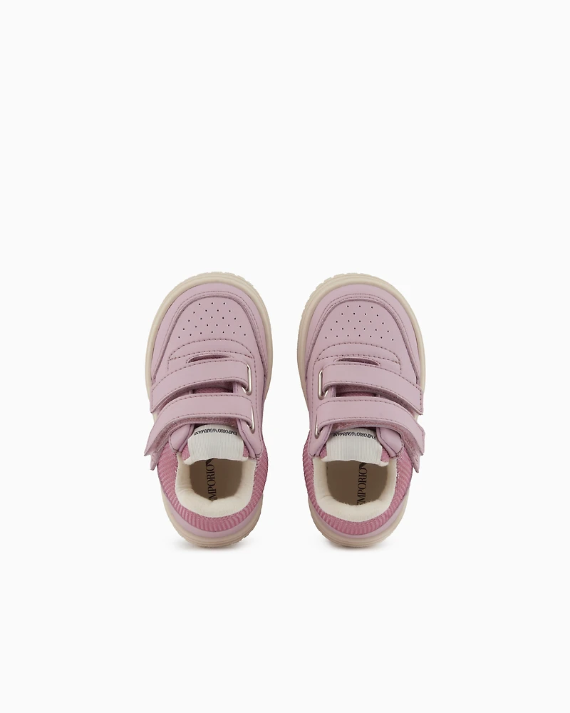 Emporio Armani - Leather sneakers with mesh details, Boy, Pink, Size: