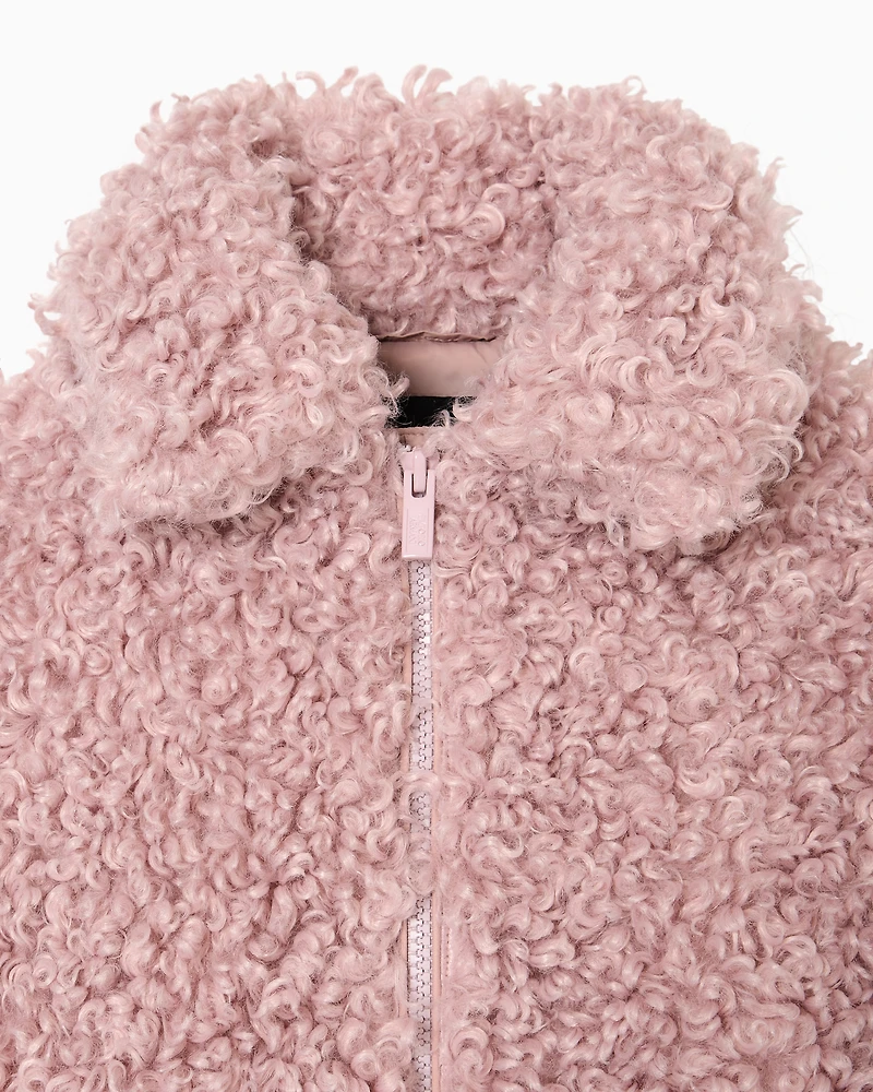 Emporio Armani - Blouson teddy-effect fabric, Girl, Pink, Size: