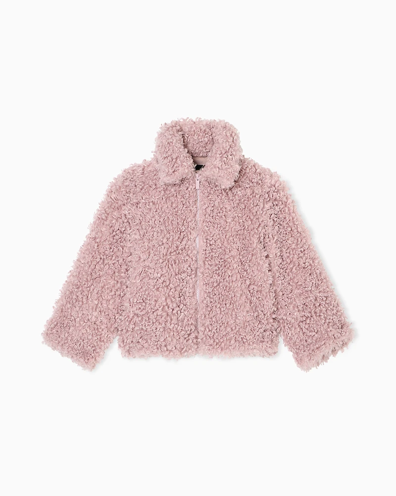 Emporio Armani - Blouson teddy-effect fabric, Girl, Pink, Size: