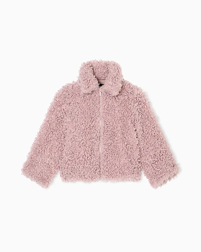 Emporio Armani - Blouson teddy-effect fabric, Girl, Pink, Size: