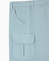 Emporio Armani - Comfortable, wide-leg cargo trousers drill fabric, Girl, Light Blue, Size: