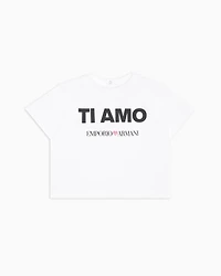 Emporio Armani - ASV jersey T-shirt with Ti amo print, Boy, White, Size: