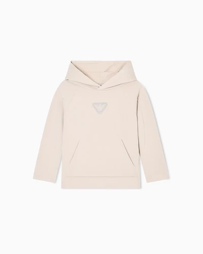 Emporio Armani - Comfort-fit hooded sweatshirt double jersey, Boy, Beige, Size: