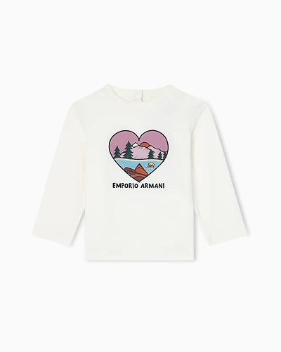Emporio Armani - ASV forest-print jersey jumper, Girl, White, Size:
