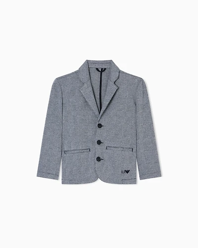 Emporio Armani - ASV single-breasted jacket jersey, with a jacquard check motif, Boy, Grey, Size: