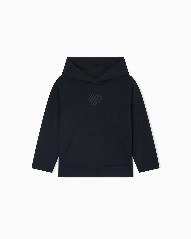 Emporio Armani - Comfort-fit hooded sweatshirt double jersey, Boy, Navy Blue, Size: