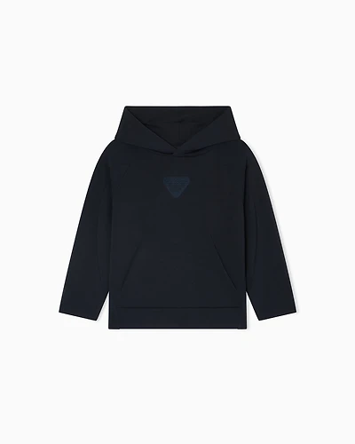 Emporio Armani - Comfort-fit hooded sweatshirt double jersey, Boy, Navy Blue, Size: