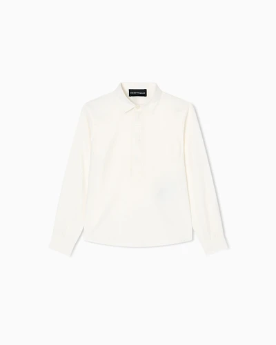Emporio Armani - ASV organic poplin shirt with matching logo embroidery, Boy, White, Size: