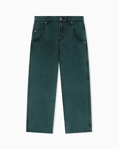 Emporio Armani - Loose-fit jeans worn-look denim, Boy, Green, Size: