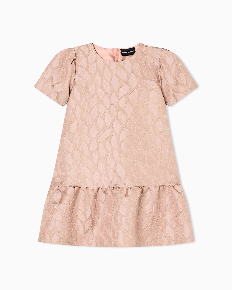 Emporio Armani - Leaf design jacquard dress with frill, Girl, Pink, Size: