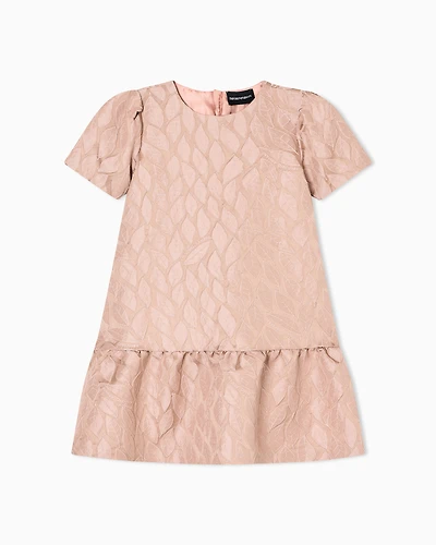 Emporio Armani - Leaf design jacquard dress with frill, Girl, Pink, Size: