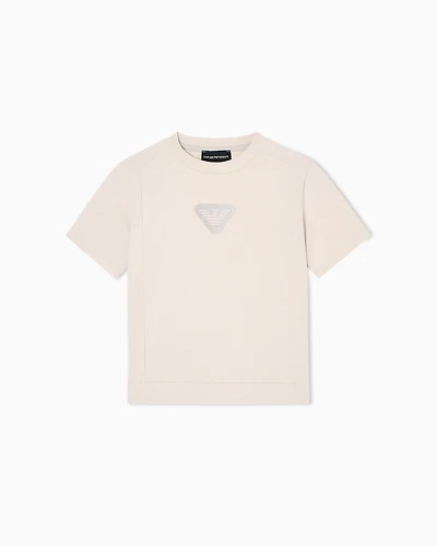 Emporio Armani - ASV comfort-fit jersey T-shirt with an eagle logo, Boy, Beige, Size: