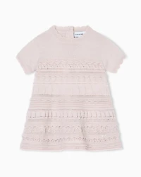 Emporio Armani - Wool-blend knit dress with micro ruffles, Girl, Beige, Size: