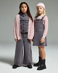 Emporio Armani - Wide-leg jeans garment-dyed comfort denim, Girl, Black, Size: