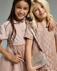 Emporio Armani - Leaf design jacquard dress with frill, Girl, Pink, Size: