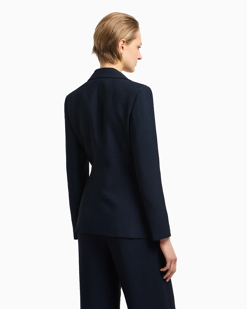 Emporio Armani - Icon blazer flowing, armure fabric, Woman, Blue, Size: