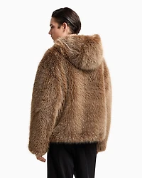 Emporio Armani - Faux fur hooded blouson, Man, Camel, Size:
