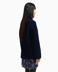 Emporio Armani - Embossed jacquard bonded terry-effect chenille jacket, Woman, Navy Blue, Size: