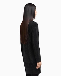 Emporio Armani - Virgin wool-blend plain-knit cardigan with all-over rhinestones, Woman, Black, Size: