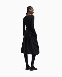 Emporio Armani - Stretch Milano-stitch dress with taffeta skirt, Woman, Black, Size: 48