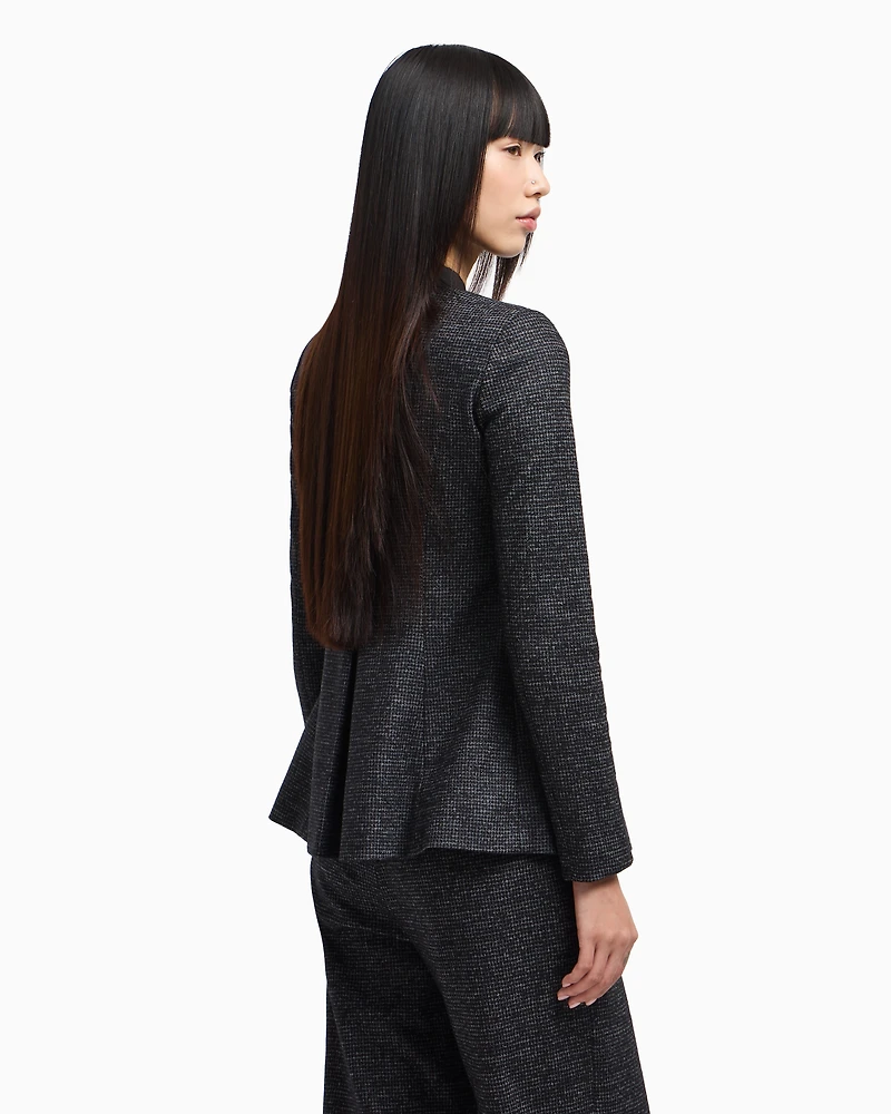 Emporio Armani - Icon houndstooth cloth single-breasted jacket, Woman, Black, Size: