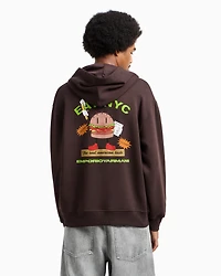 Emporio Armani - New York Capsule Collection EAT NYC print jersey hooded sweatshirt, Man, Brown, Size: