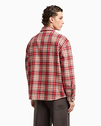Emporio Armani - Oversized shirt tartan virgin-wool flannel, Man, Patterned, Size: