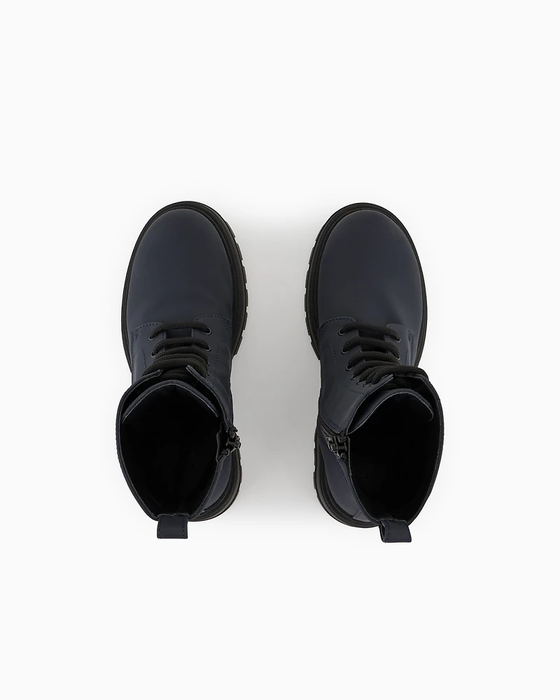 Emporio Armani - Rubber lace-up ankle boots, Boy, Navy Blue, Size: