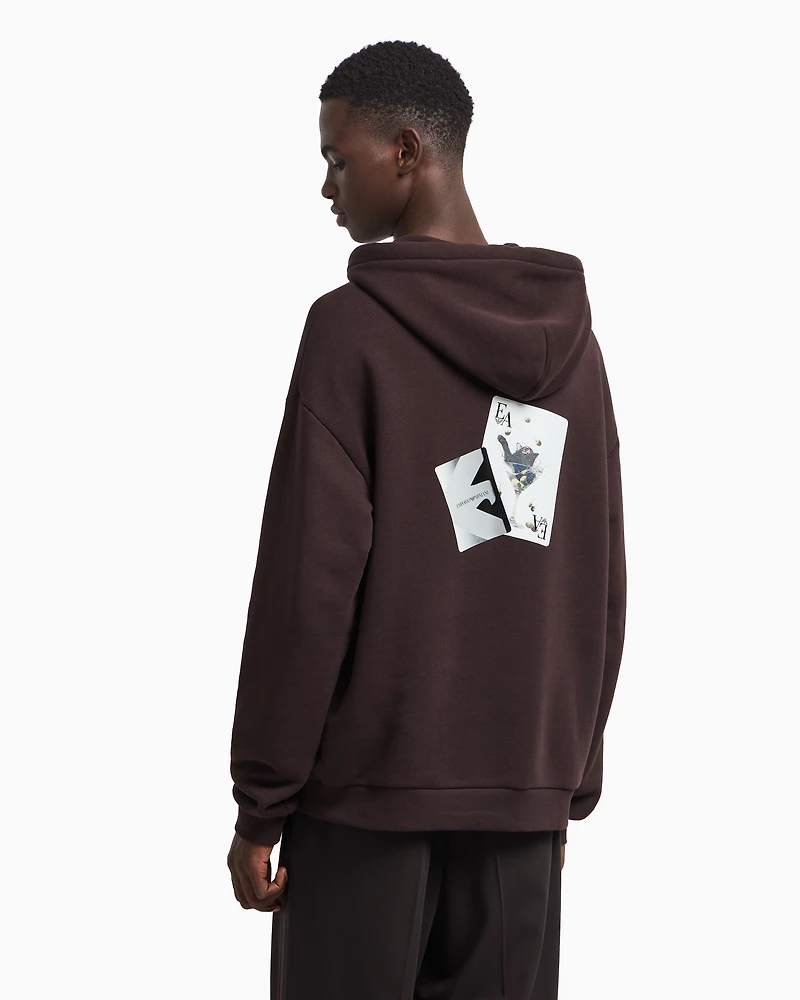 Emporio Armani - ASV jersey twill sweatshirt with a playing cards print, Man, Brown, Size: