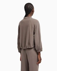 Emporio Armani - Technical cady blouson with logo embroidery, Woman, Brown, Size: