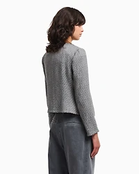 Emporio Armani - Icon tricot-effect jacquard knit jacket, Woman, Grey, Size: