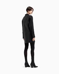 Emporio Armani - Polygon capsule collection dress vegetable-tanned nappa leather with laser-cut perforations, Woman, Black, Size: