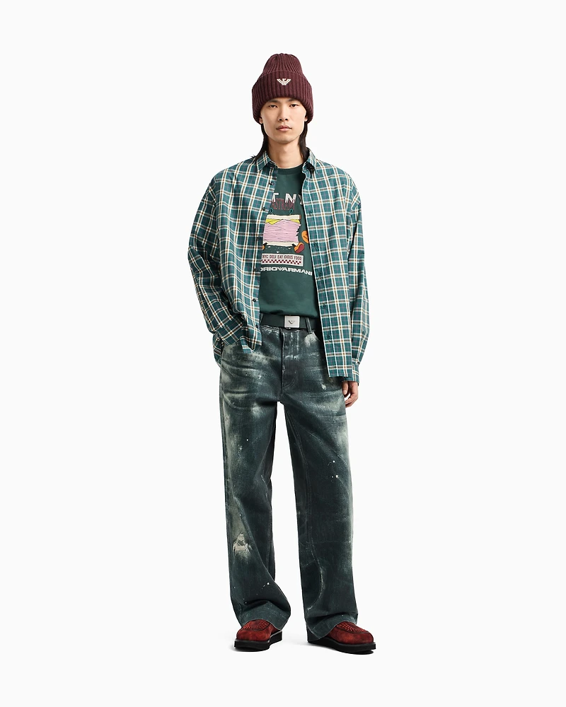 Emporio Armani - New York Capsule Collection EAT NYC print jersey T-shirt, Man, Green, Size: