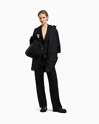 Emporio Armani - Travel Essentials capsule collection single-breasted blazer interlock jersey, Woman, Black, Size: