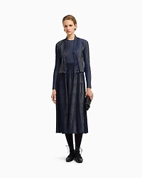 Emporio Armani - Sleeveless dress knit front and back plated effect, Woman, Black, Size: