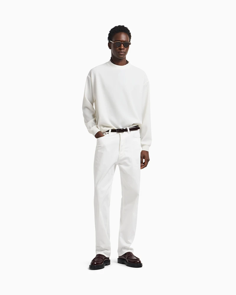 Emporio Armani - ASV Icon five-pocket stretch organic crêpe gabardine trousers, Man, White, Size: