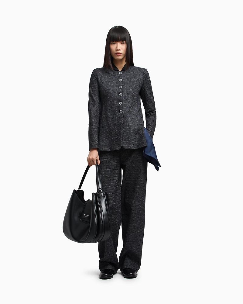 Emporio Armani - ASV Icon houndstooth cloth trousers, Woman, Black, Size: