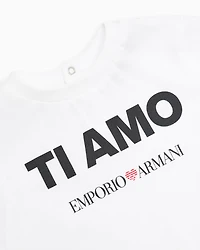 Emporio Armani - ASV jersey T-shirt with Ti amo print, Boy, White, Size: