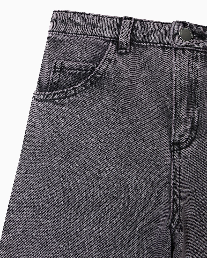 Emporio Armani - Wide-leg jeans garment-dyed comfort denim, Girl, Black, Size: