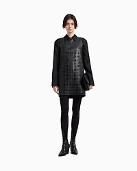 Emporio Armani - Polygon capsule collection dress vegetable-tanned nappa leather with laser-cut perforations, Woman, Black, Size: