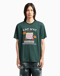 Emporio Armani - New York Capsule Collection EAT NYC print jersey T-shirt, Man, Green, Size: