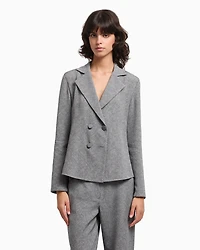 Emporio Armani - Icon chevron viscose-blend shirt jacket, Woman, Grey, Size: