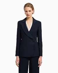 Emporio Armani - Icon blazer flowing, armure fabric, Woman, Blue, Size: